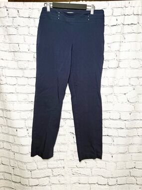JM Collection Navy Pull-On Stretch Pants. Size S